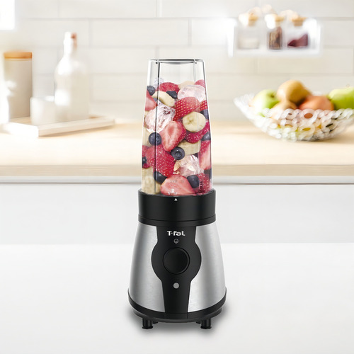 Licuadora Compacta Procesador Alimentos T-fal Gym Jugo Shake Color Plateado