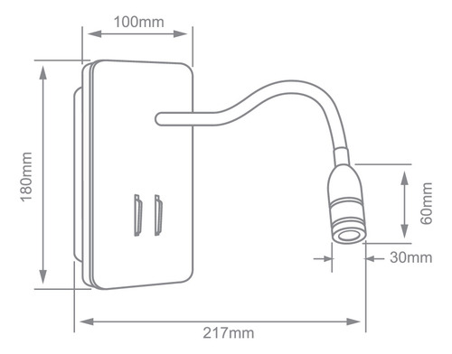 Luz Lectura Led Pared 7w Dirigible Marco De Luz Cálida 2.8w