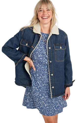 Chaqueta Mujer Old Navy Jeans Utility Azul