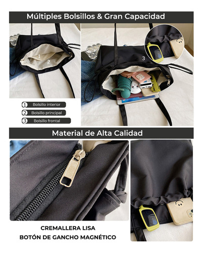 Bolso Tote Bag Mujer Bolso De Mano Con Cierre Bolsa De Viaje