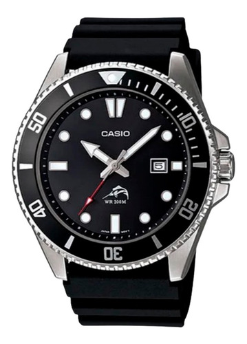 Reloj pulsera Casio MDV-106 con correa de resina color negro - bisel negro/blanco