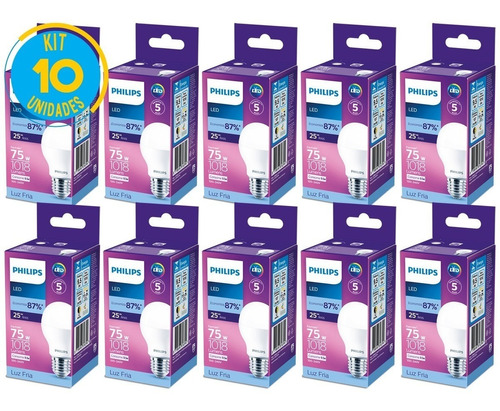 Kit 10 Lampadas Led 9.5w Branca 110v/220v Original Philips