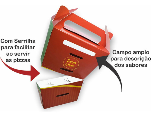 50 Pçs Embalagem Pizza Cone Delivery P 02 Cone - Verde