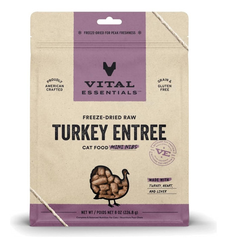 Vital Essentials Alimento Crudo Liofilizado Para Gatos Pavo