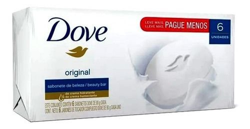 Imagem 1 de 3 de Kit 6 Sabonete Hidratante Em Barra Dove 90g Original