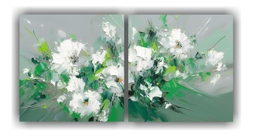 100x50cm Set 2 Lienzos De Tela Abstracción Clásico Flores