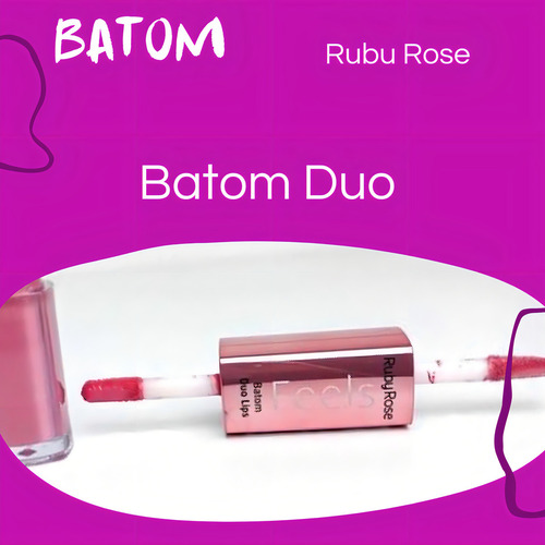 Batom Líquido Duo Lips Feels Ruby Rose Matte E Metálico Acabamento Matte e Cintilante Cor Marrom-claro