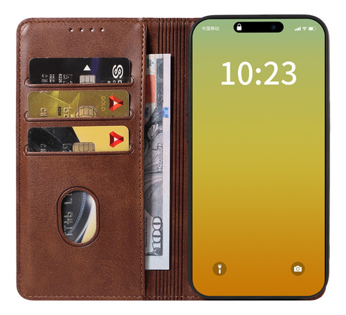 Funda De Cuero Para iPhone Ranura Tarjetas Soporte Carcasa