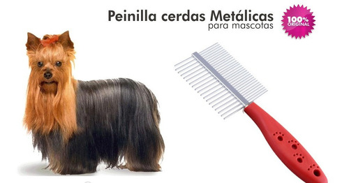 Peinilla Metalico Doble Pelo Largo Mascota Acero Quita Peine