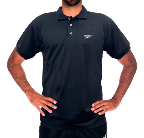 Camiseta Deportiva Tipo Polo Classic Logo Negro-m Speedo