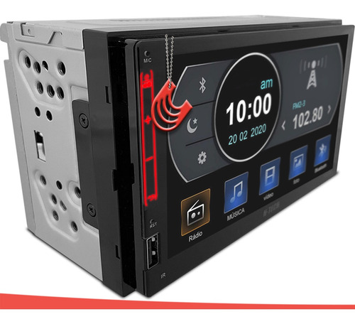 Imagem 3 de 9 de Central Multimídia Mp5 2 Din H-tech Ht-3020 Bt Espelhamento