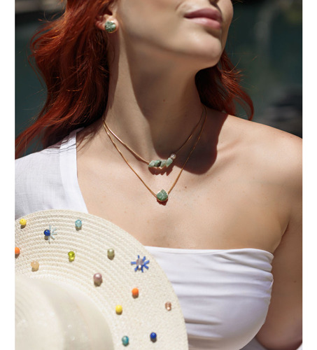 Colar Feminino Mini Round Quartzo Verde Calm