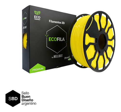 Filamento 3D Ecofila Hellbot de 1.75mm y 1kg amarillo