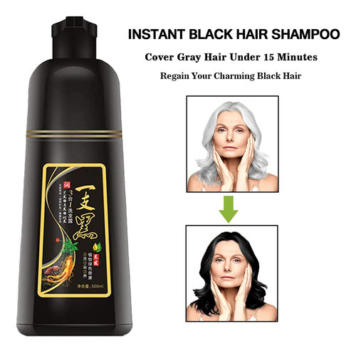 Champ De Cabello Negro Instantneo Contiene Ingredientes Natu