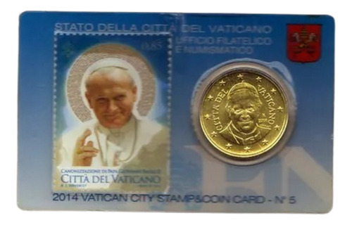 Vaticano Coin Card N° 5 - 50 Eurocents 2014 + Estampilla