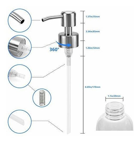 Dispensador De Jabón - Hextek Acero Inoxidable, 6 Unidades
