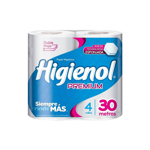 Imagen 1 de 2 de Papel higiénico Higienol Premium doble 30 m de 4 u