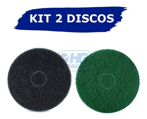2 Disco Para Limpeza De Piso E Enceradeira Industrial 410mm Cor Preto e verde