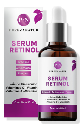 Serum retinol y Vitaminas + Ácido hialurónico Pureza Natur noche de 50mL 30+ años