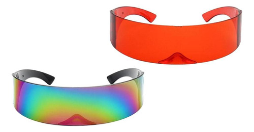 2 Peças De Óculos De Sol Futuristas Com Viseira Cyberpunk Fl