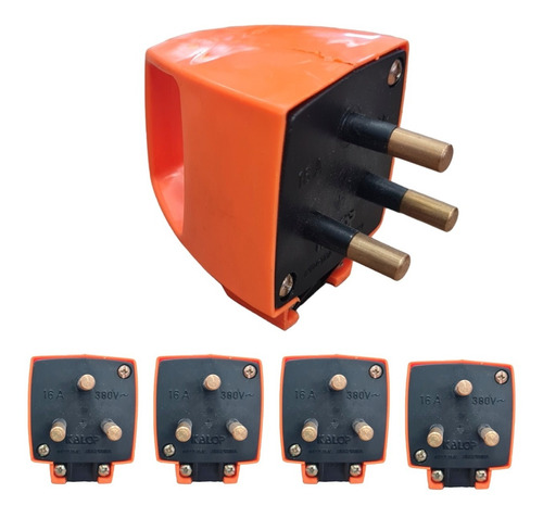 Ficha Macho Industrial 3x 16a Naranja 380v Kl48002 Pack X5