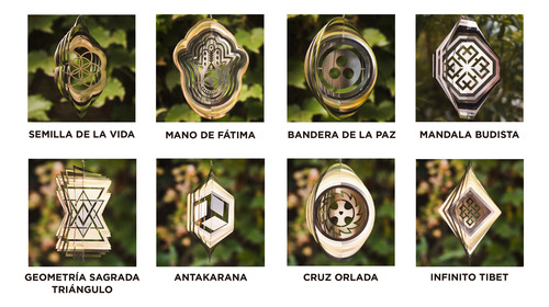 Windspinners Gira Viento Acero Inoxid Mandala Budista 12cm