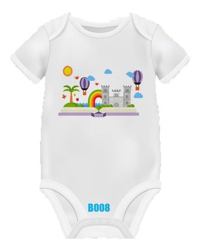 Body Infantil Bebê Livro Castelo Balões Arco Íris Kids Lindo