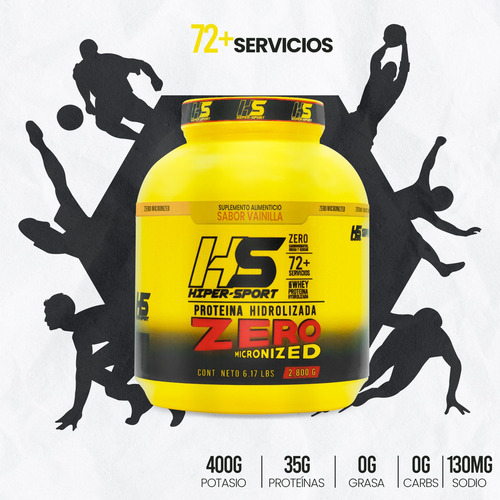 Proteína Whey Hidrolizada Zero 2.8 Kg Sabores Hiper Sport Hs Vainilla