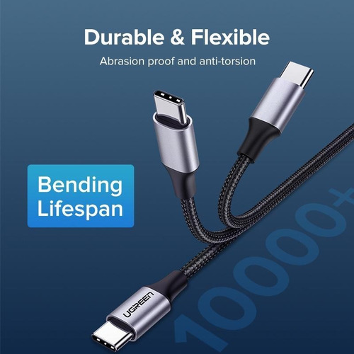 Cable Carga Rapida Ugreen 3a 60w & Datos Usb C - Usb C - 1m