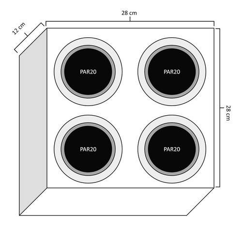 Spot Sobrepor Quadruplo Par 20 Plafon Direcionável 4 Par20 127/220V