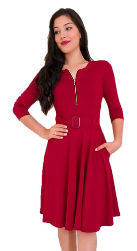 Imagem 1 de 2 de Vestido Floral Rodado Midi Feminino Moda Evangélica Social