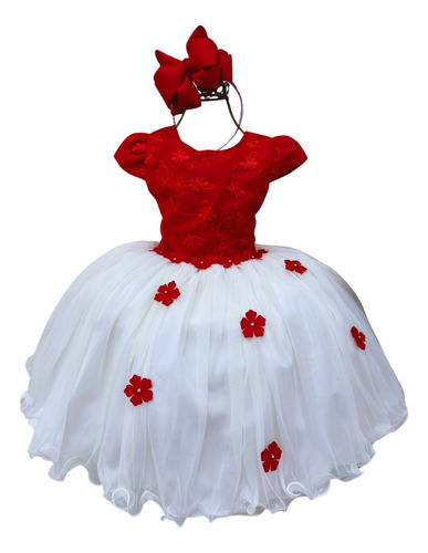 Vestido Moana E Florido Vermelho - Kit 2 Pelo Preço De 1 