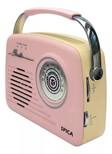 Radio Vintage Parlante Bluetooth Portatil Spica SP-120P Am/fm Color Rosa