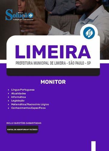 Apostila Prefeitura De Limeira Sp 2023 - Monitor