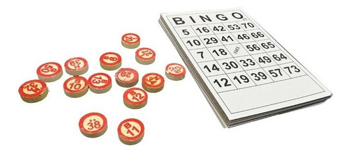 Juego De Bingo Sencillo 40 Cartones+fichas En Madera 2593-13