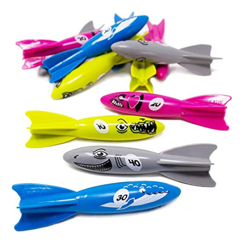 Boley Dive Torpedo Swim Toys - 12 Pk Juguetes De Piscina Hun