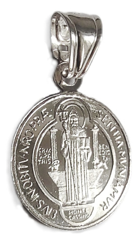 Medalla De San Benito Chica 1.7cm En Plata Fina 0.999