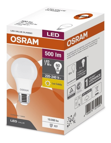 Imagen 3 de 5 de Lámpara Foco Led Osram Pack X 20 5w + 7w Luz Cálida