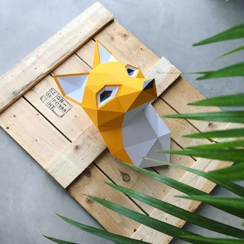 Imagen 2 de 3 de Cabeza De Zorro De Papel 3d Decoración
