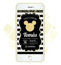 Comprar Invitación Imagen Digital - Mickey Mouse Silueta Dorado Mickey Mouse Silueta Dorado