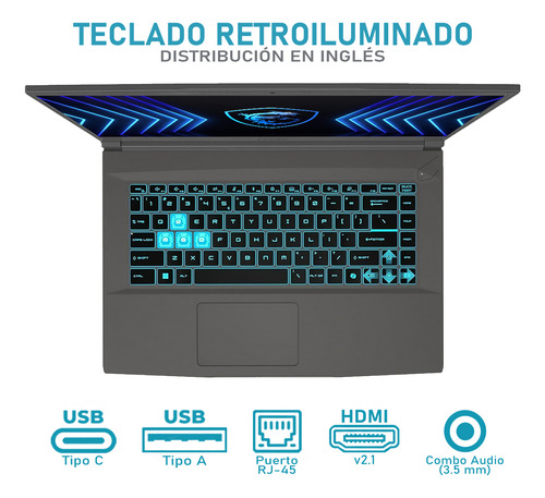 Laptop Gamer Msi Thin A15 Rtx 4060 Core I5 32gb 1.4tb Ssd Gris