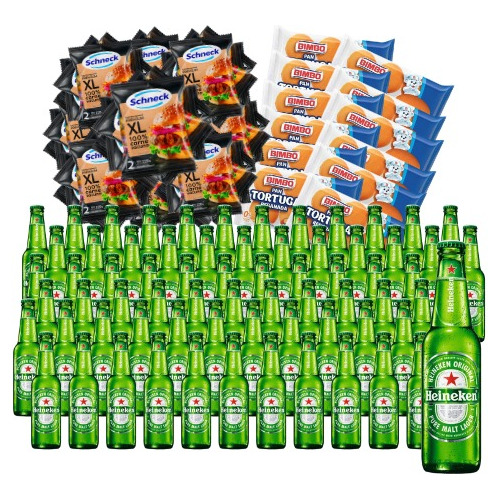 72 Hamburguesas Schneck Xl + Tortugas + 72 Heineken 330cc