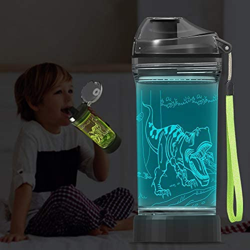 Botella De Agua Resplandeciente 3d De Dinosaurio, Vasos Para