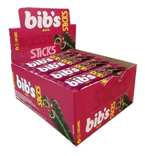 Chocolate Bibs Sticks Dark-kit 2 Caixas C/16un De 32g Cada