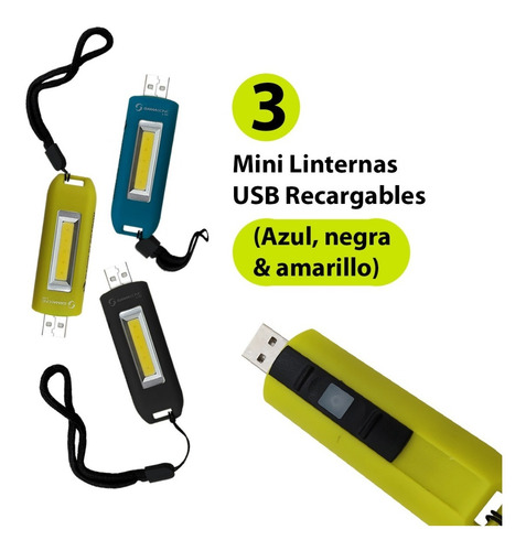 Imagen 2 de 10 de Kit 5 Linternas Led Lampara Imán Lupa Farol Mini Llavero Usb
