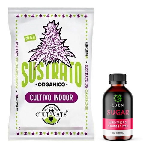 Sustrato Cultivate Indoor 25lts Con Edén Sugar 500ml