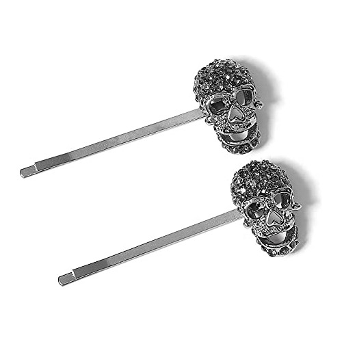 Xerling 2 Pcs Halloween Negro Cráneo Bobby Pins Retro Xy7kd