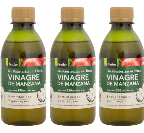 Kit X3 Vinagre De Manzana + Vitamina C X 250 Ml - Natier