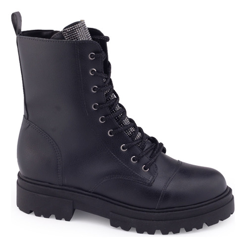 Bota Coturno M. Rose 1543-503 Língua Metal Tratorado Cadarço