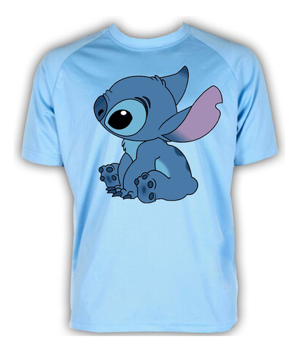 Remera Camiseta Celeste Stitch Dibujo